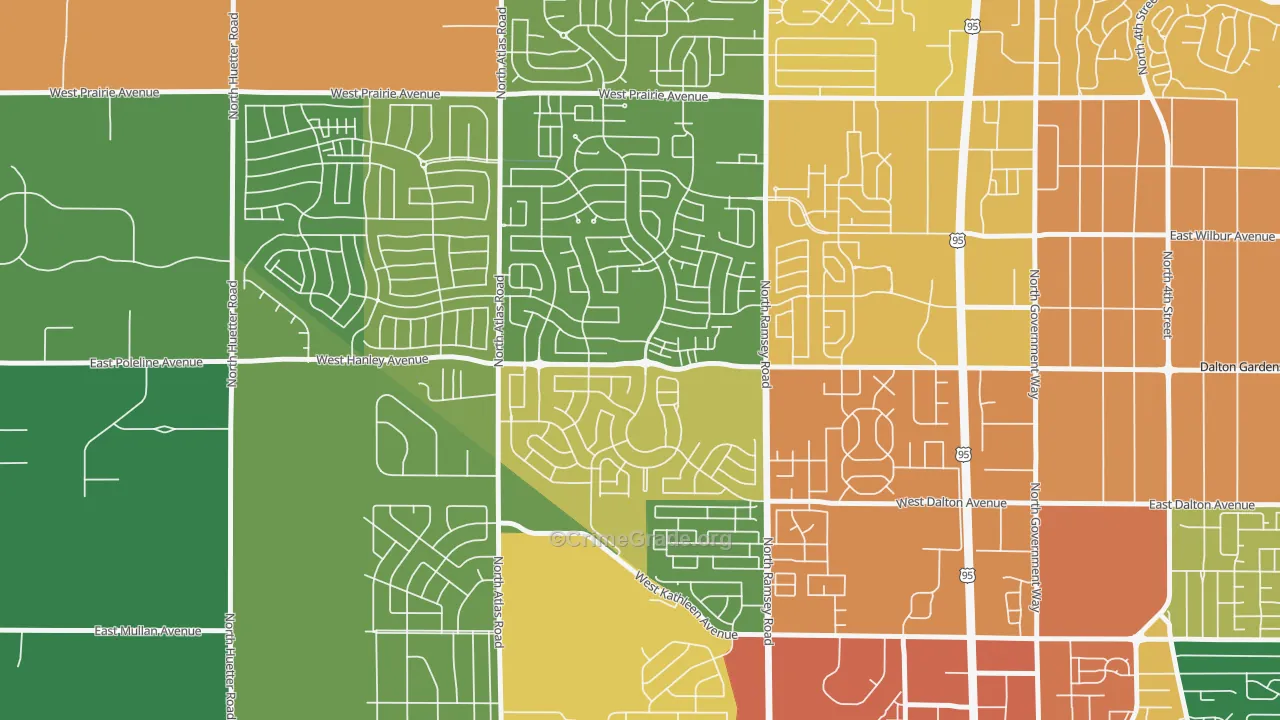 Coeur D'Alene Place, Coeur d'Alene, ID Map of Burglary Rates
