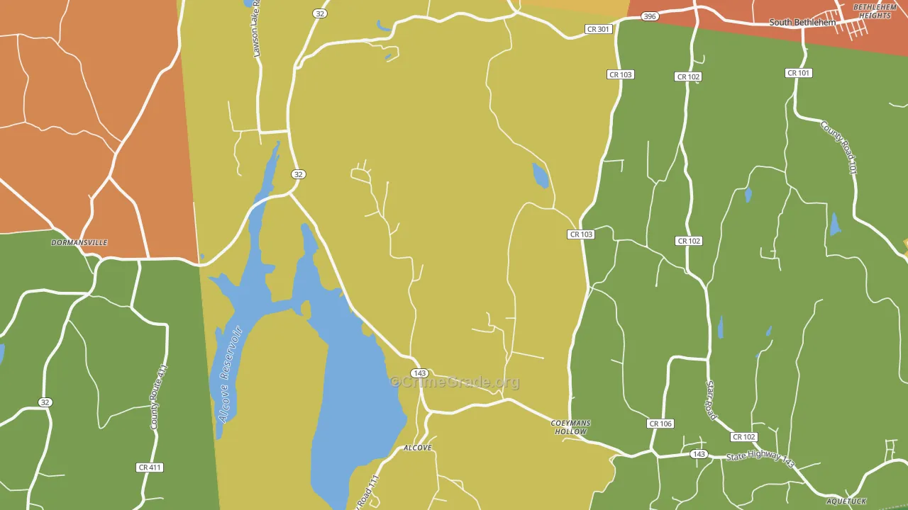 Coeymans Hollow, NY Map of Burglary Rates