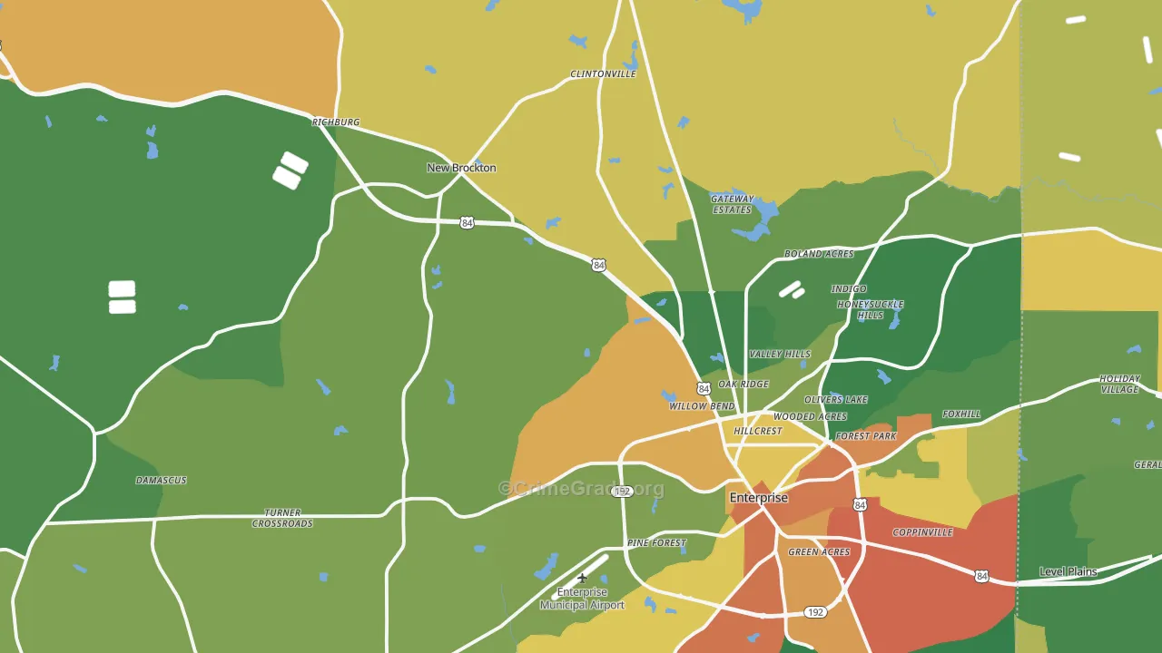 Coffee County, AL Map of Burglary Rates