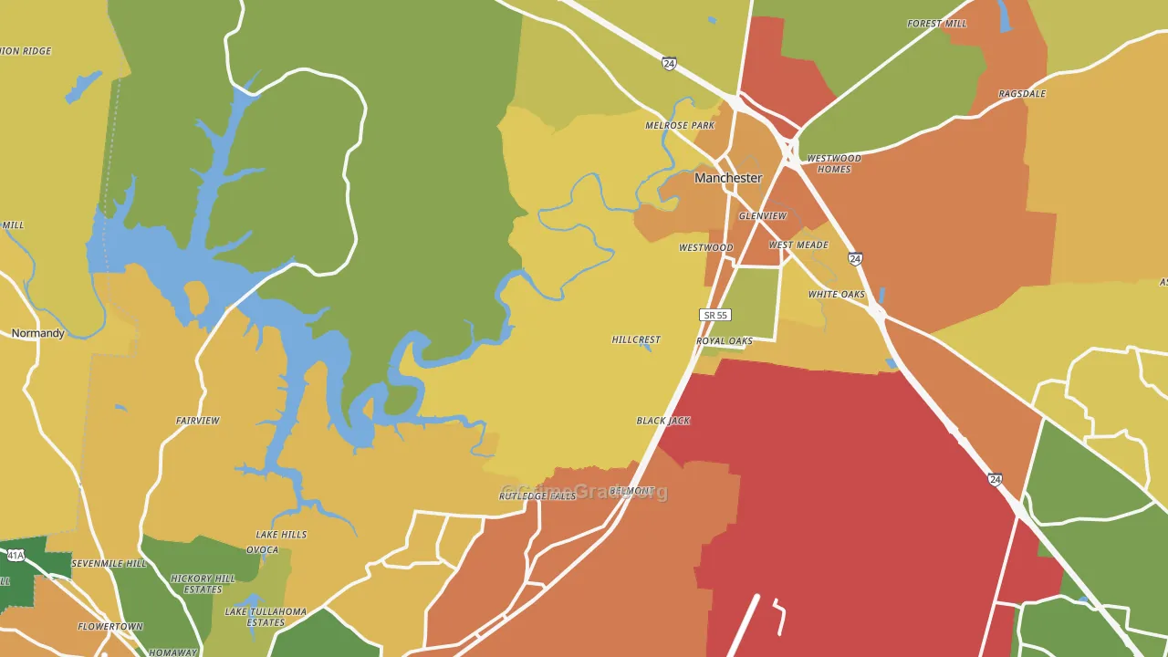 Coffee County, TN Map of Burglary Rates
