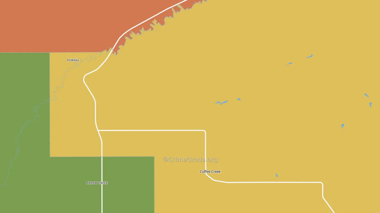 Coffee Creek, MT Map of Burglary Rates