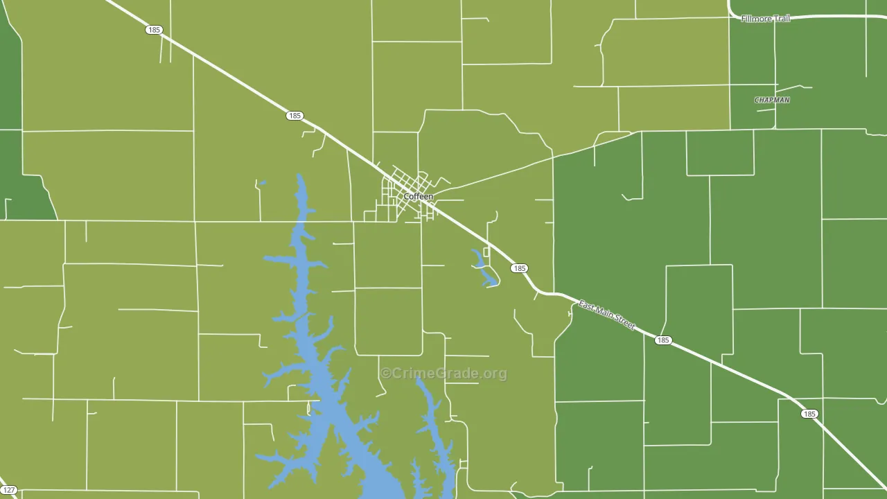 Coffeen, IL Map of Burglary Rates