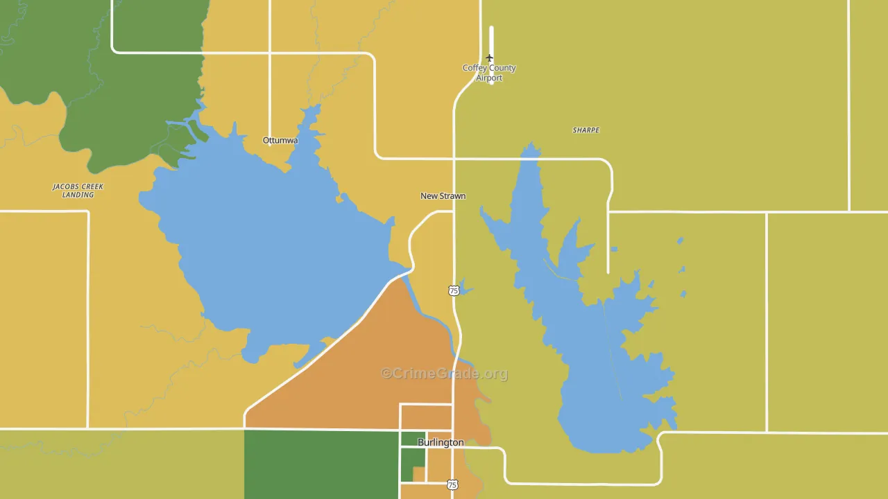 Coffey County, KS Map of Burglary Rates