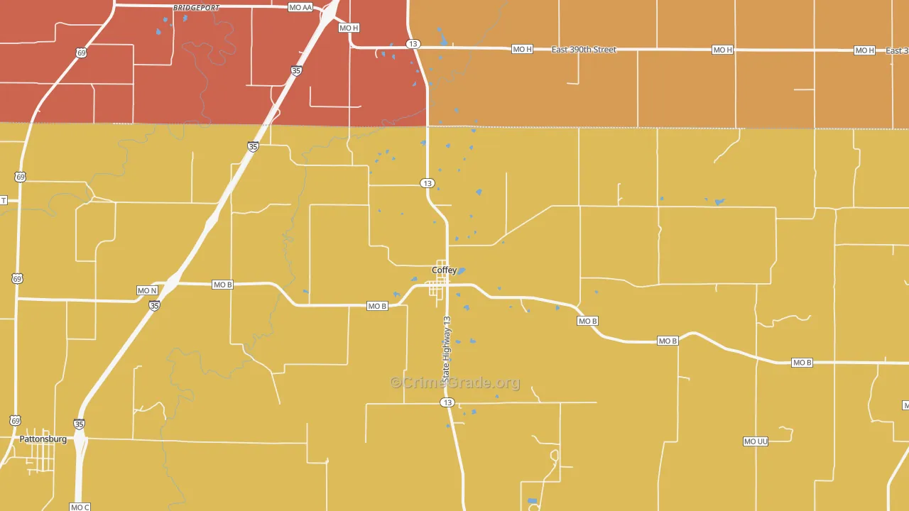 Coffey, MO Map of Burglary Rates