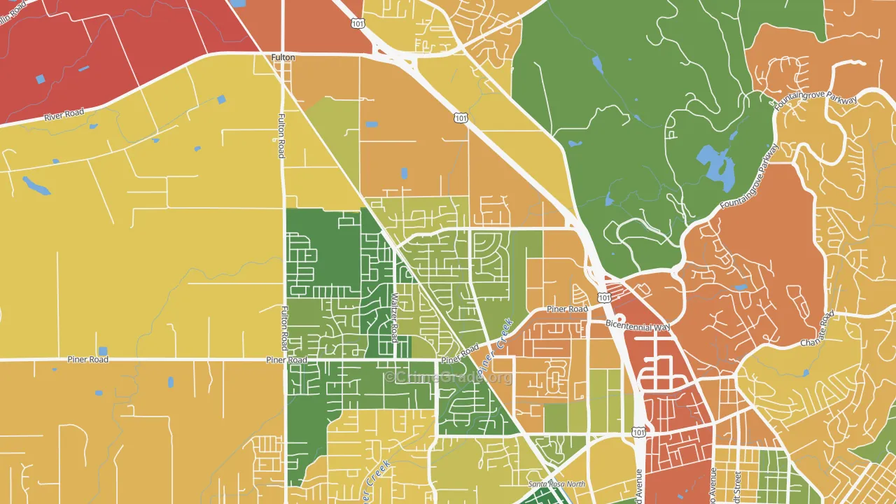 Coffey Park, Santa Rosa, CA Map of Burglary Rates