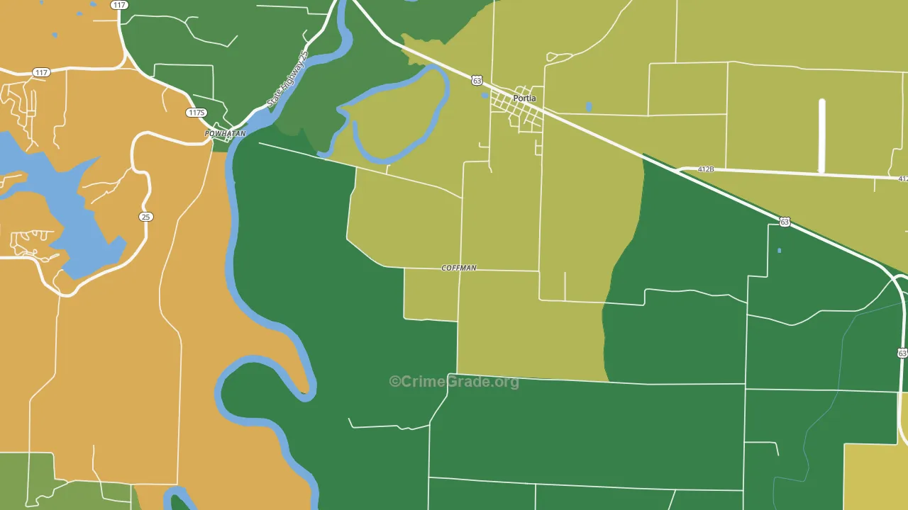 Coffman, AR Map of Burglary Rates