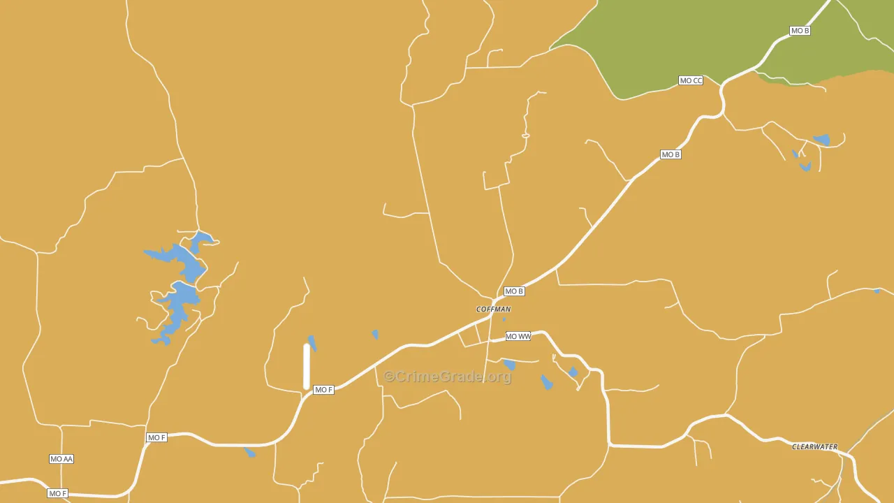 Coffman, MO Map of Burglary Rates