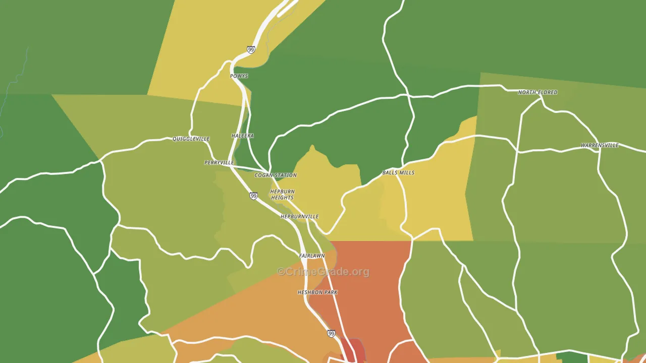 Cogan Station, PA Map of Burglary Rates