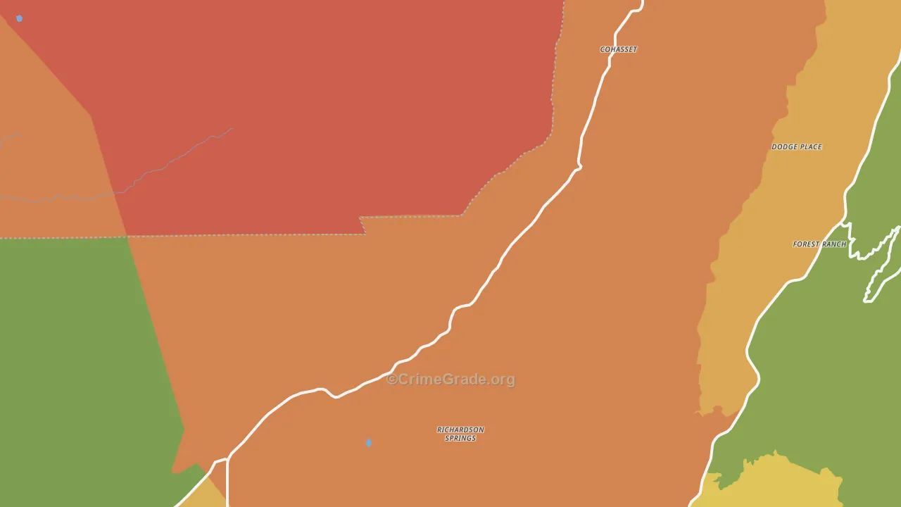 Cohasset, CA Map of Burglary Rates
