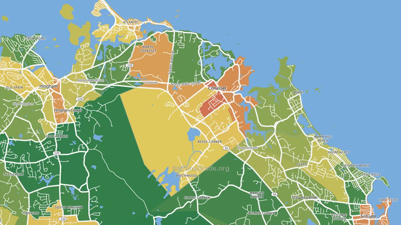 Cohasset, MA Map of Burglary Rates