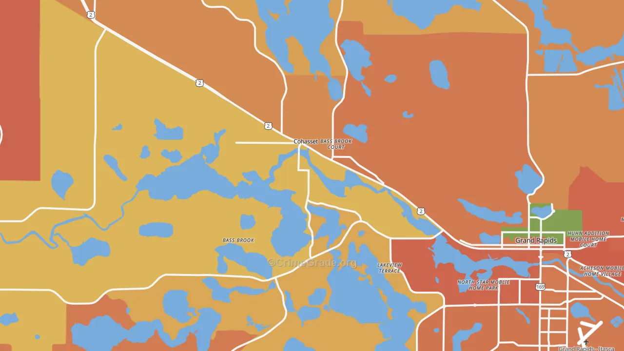 Cohasset, MN Map of Burglary Rates