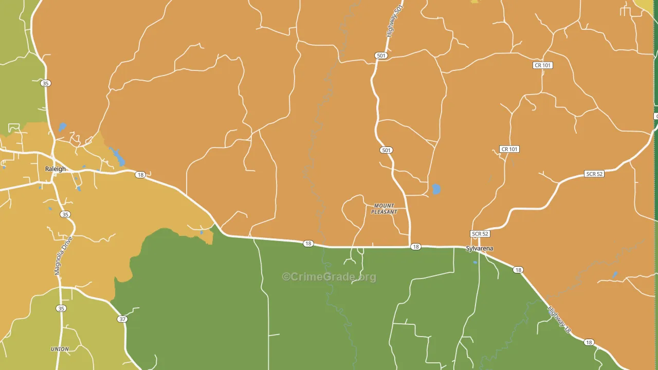 Cohay, MS Map of Burglary Rates