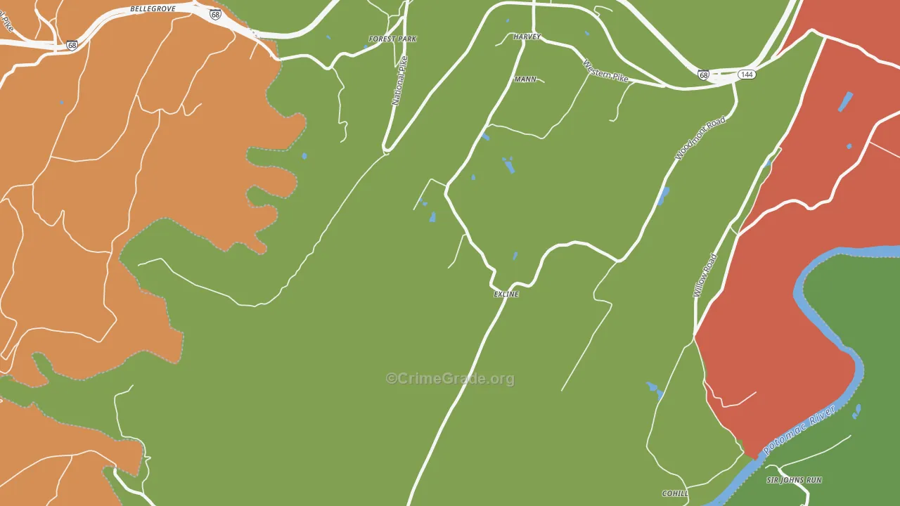 Cohill, MD Map of Burglary Rates