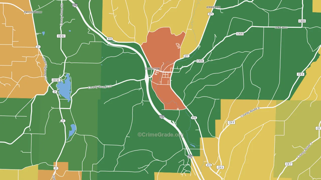 Cohocton, NY Map of Burglary Rates