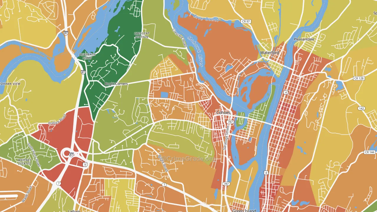 Cohoes, NY Map of Burglary Rates