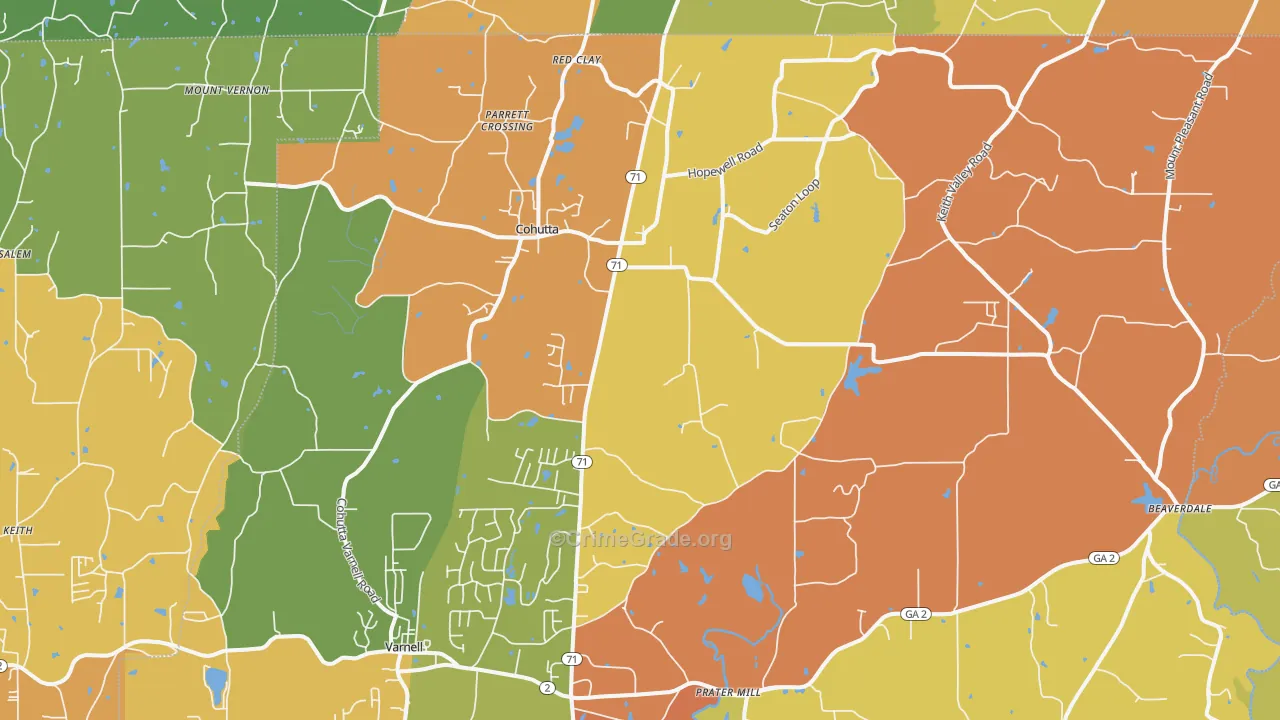 Cohutta, GA Map of Burglary Rates