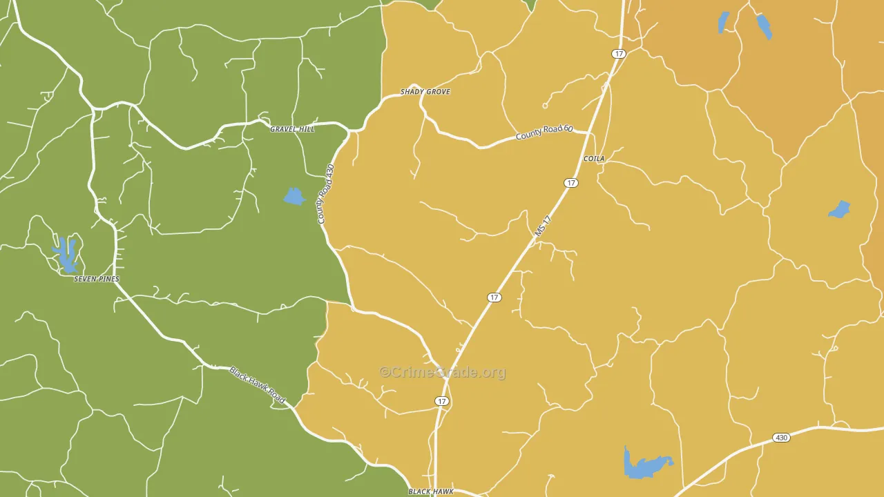 Coila, MS Map of Burglary Rates