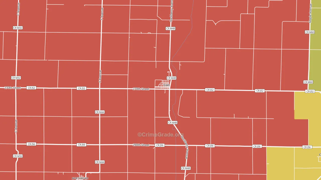 Coin, IA Map of Burglary Rates