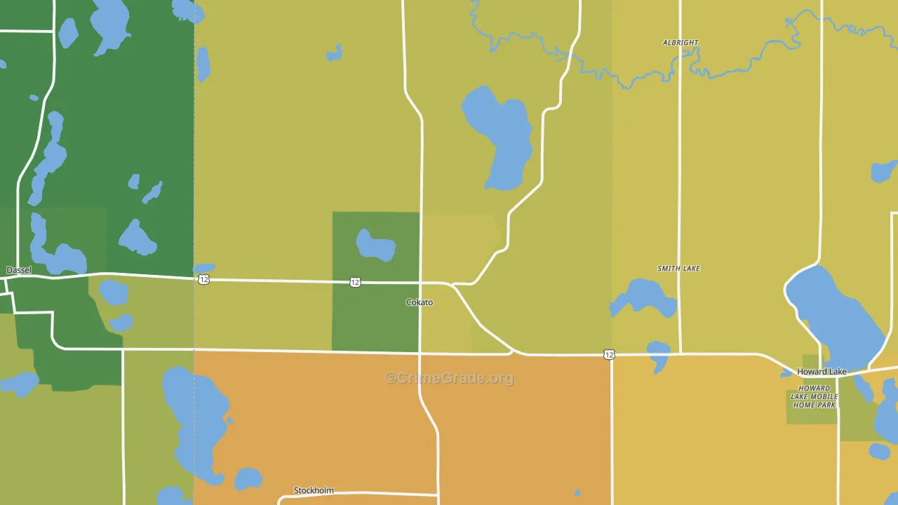 Cokato, MN Map of Burglary Rates