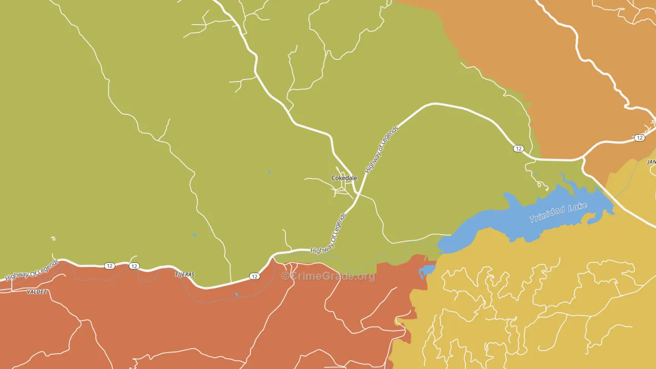 Cokedale, CO Map of Burglary Rates