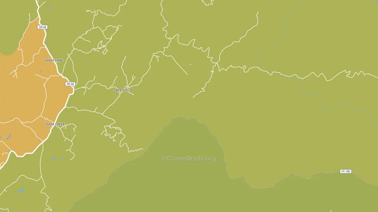 Cokercreek, TN Map of Burglary Rates