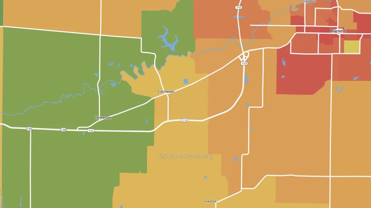 Colchester, IL Map of Burglary Rates