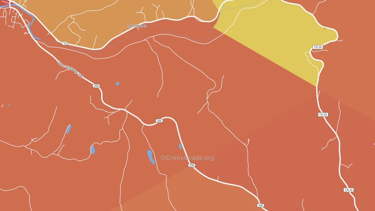 Colchester, NY Map of Burglary Rates