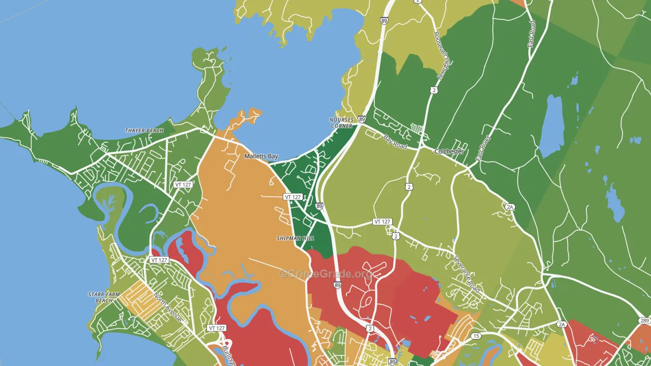 Colchester, VT Map of Burglary Rates