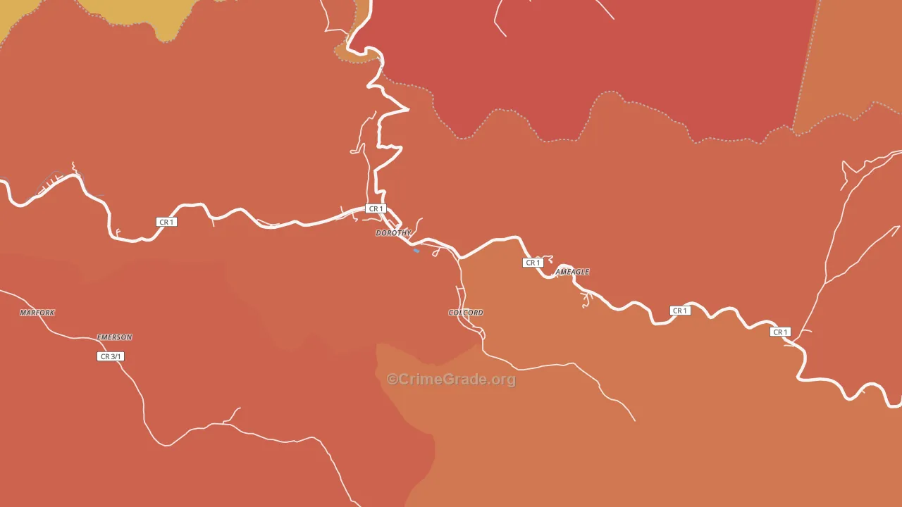 Colcord, WV Map of Burglary Rates