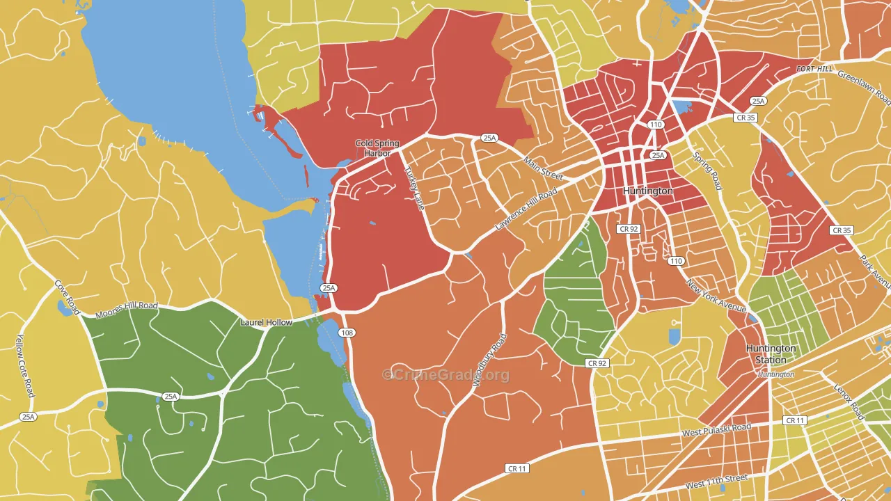 Cold Spring Harbor, NY Map of Burglary Rates