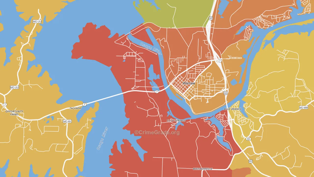 Cold Springs, MO Map of Burglary Rates