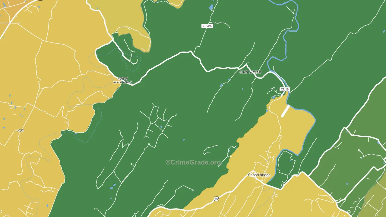 Cold Stream, WV Map of Burglary Rates