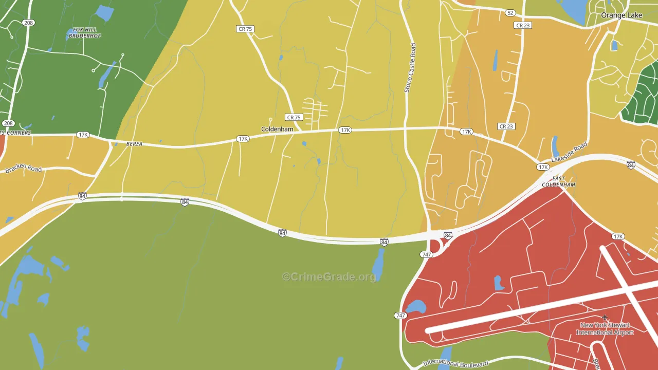 Coldenham, NY Map of Burglary Rates