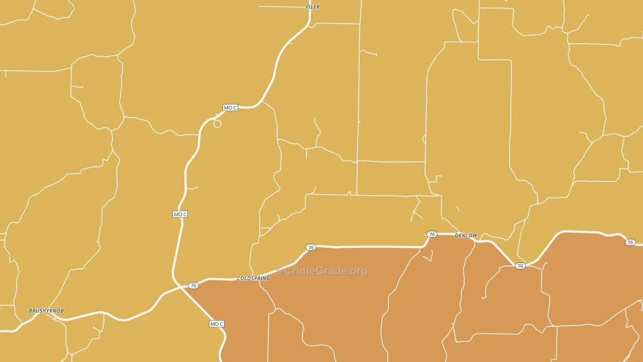 Coldspring, MO Map of Burglary Rates