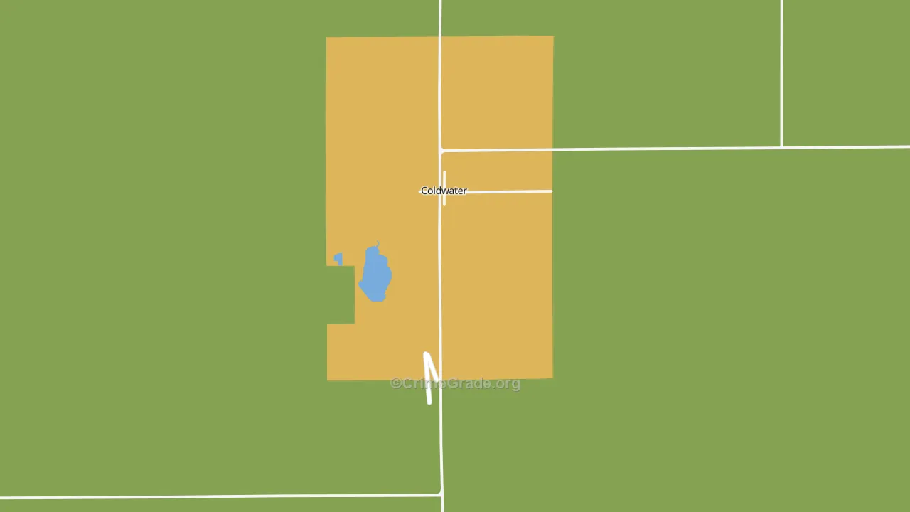 Coldwater, KS Map of Burglary Rates