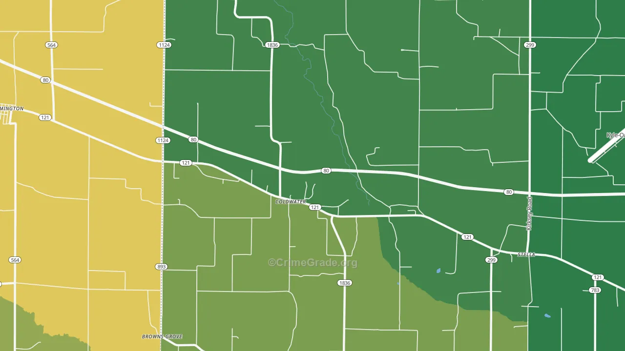 Coldwater, KY Map of Burglary Rates