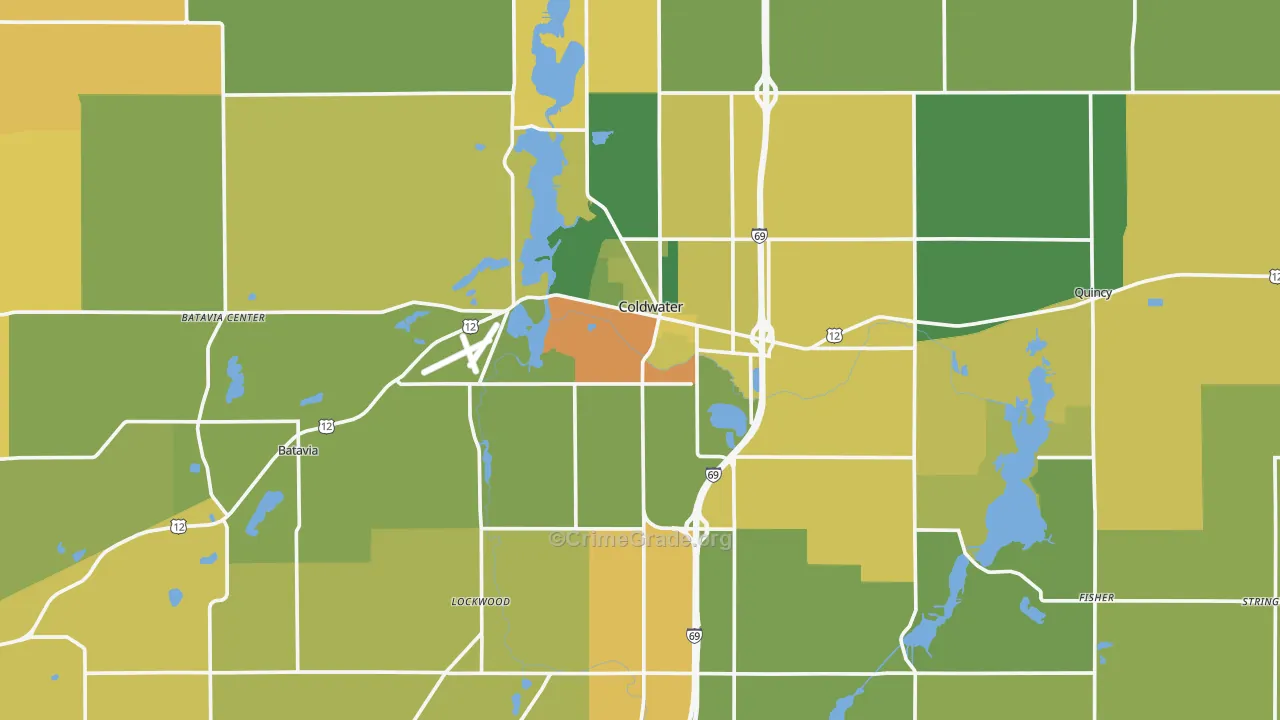 Coldwater, MI Map of Burglary Rates