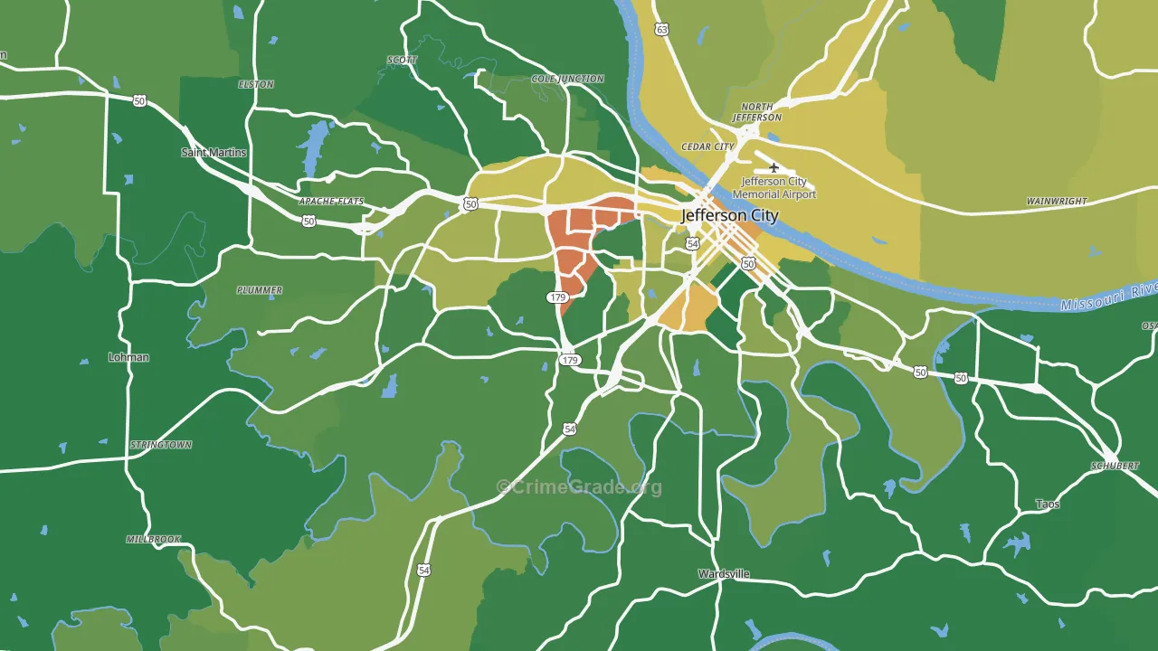 Cole County, MO Map of Burglary Rates