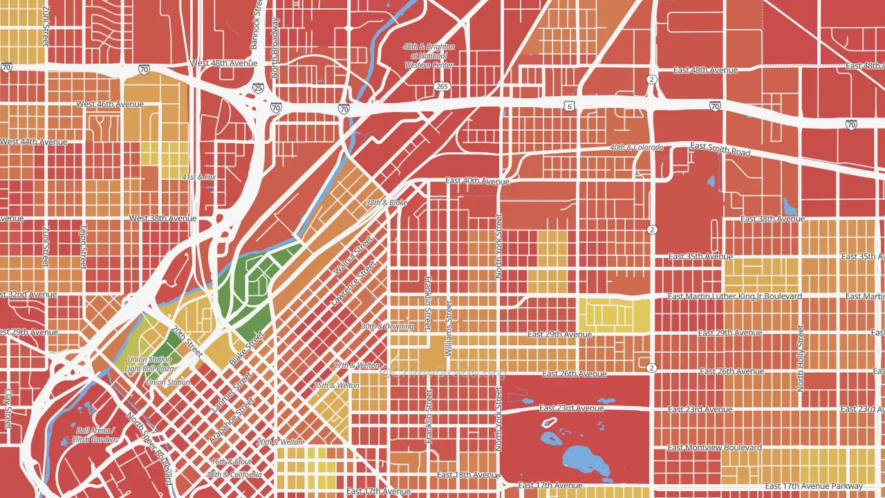 Cole, Denver, CO Map of Burglary Rates