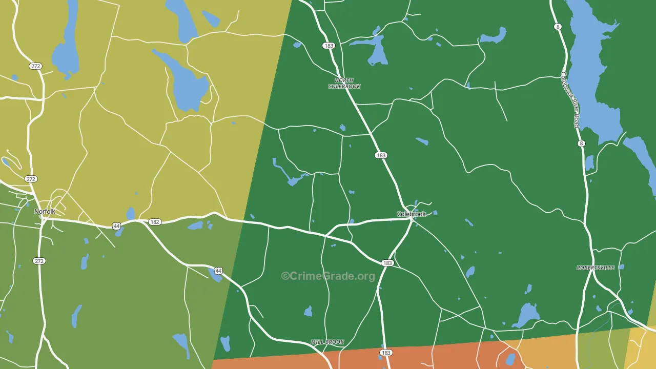 Colebrook, CT Map of Burglary Rates