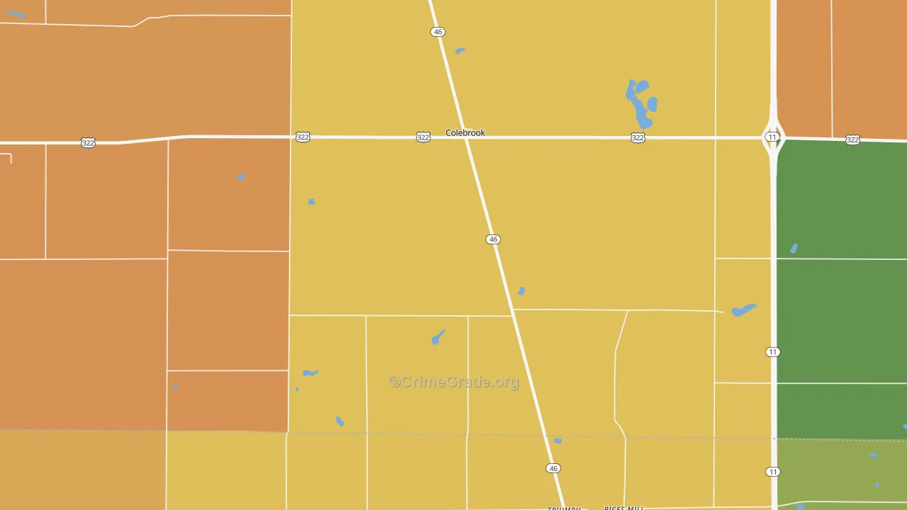 Colebrook, OH Map of Burglary Rates