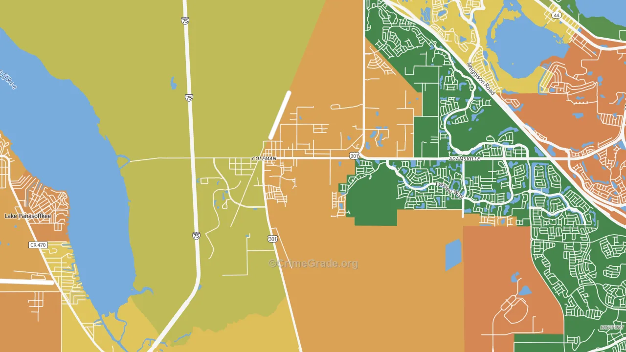 Coleman, FL Map of Burglary Rates