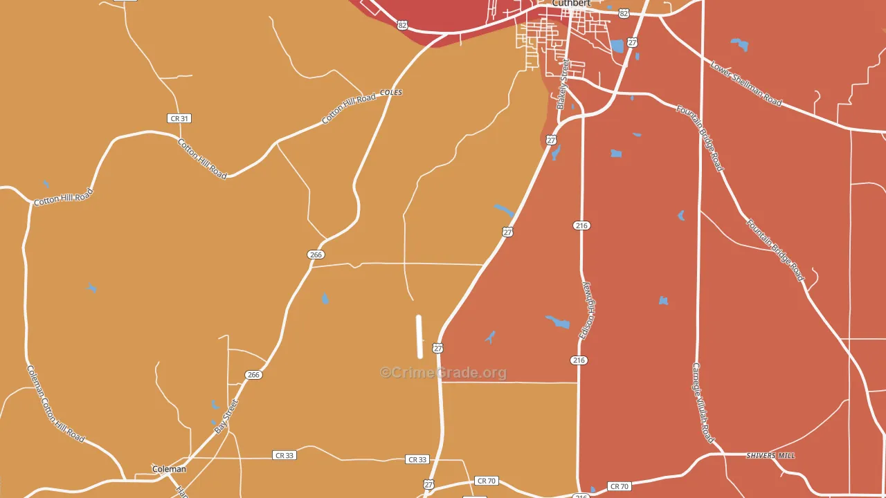 Coleman, GA Map of Burglary Rates