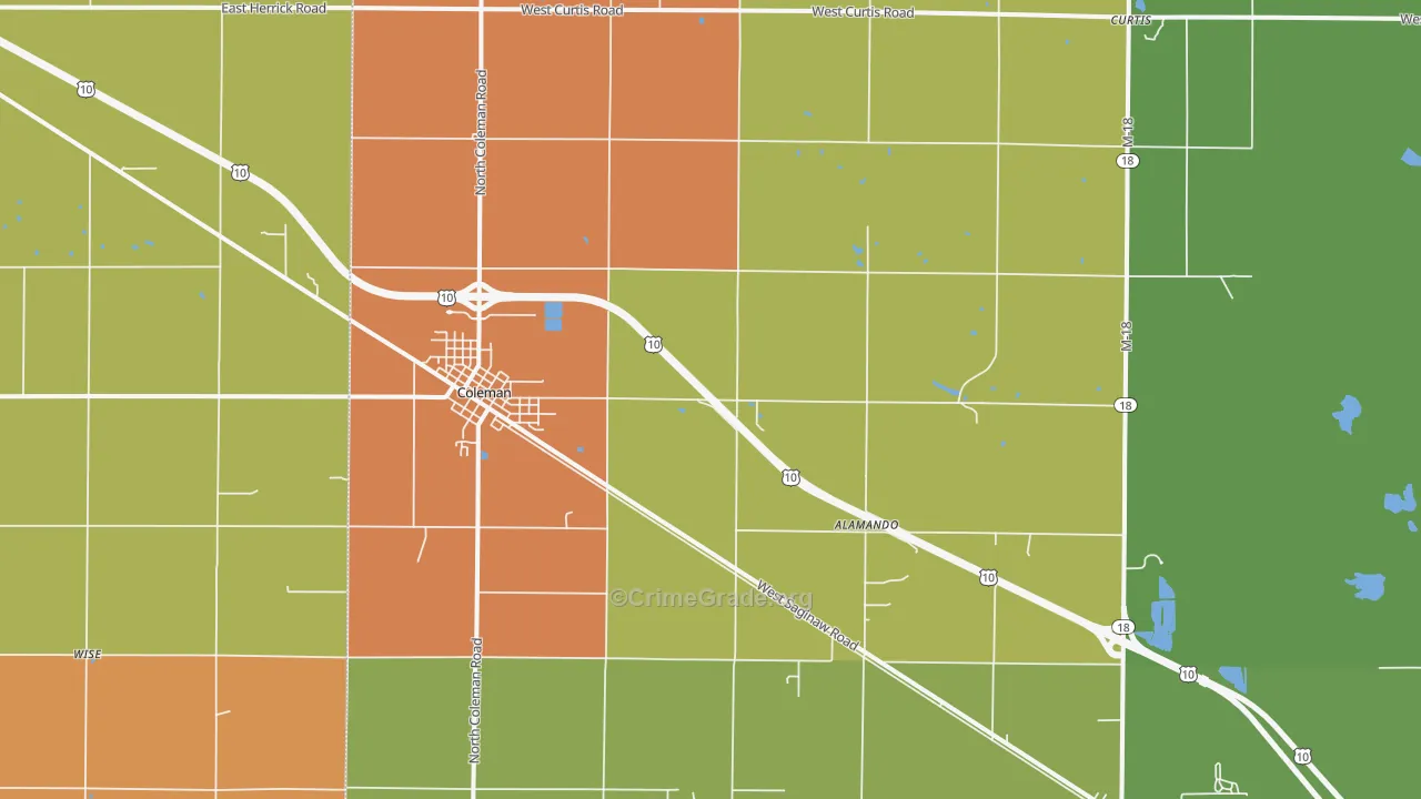 Coleman, MI Map of Burglary Rates