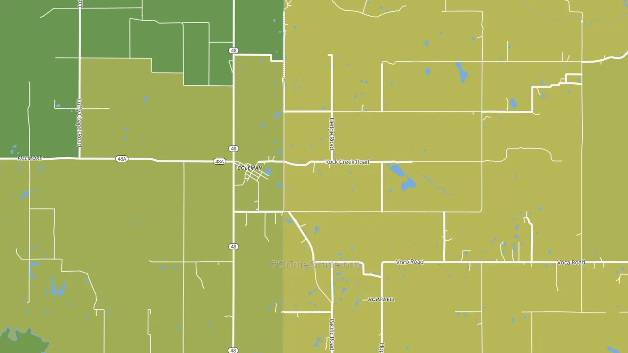 Coleman, OK Map of Burglary Rates
