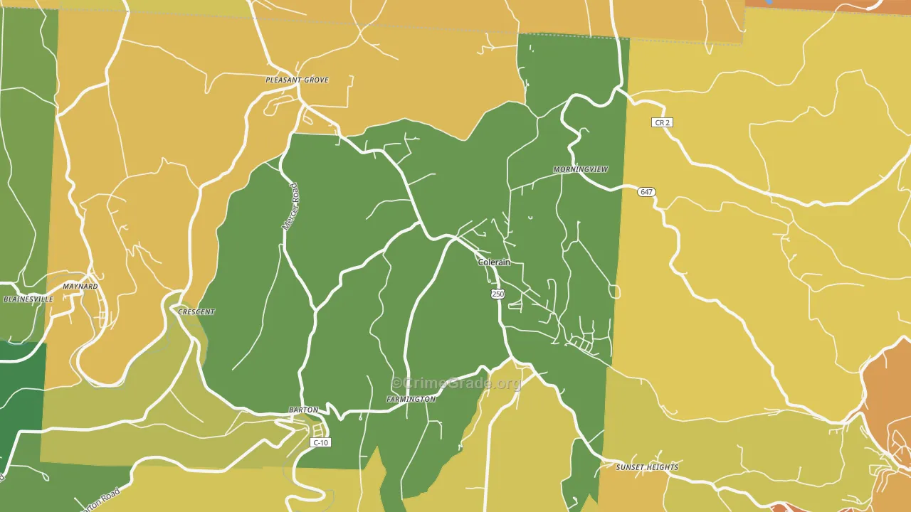 Colerain, OH Map of Burglary Rates
