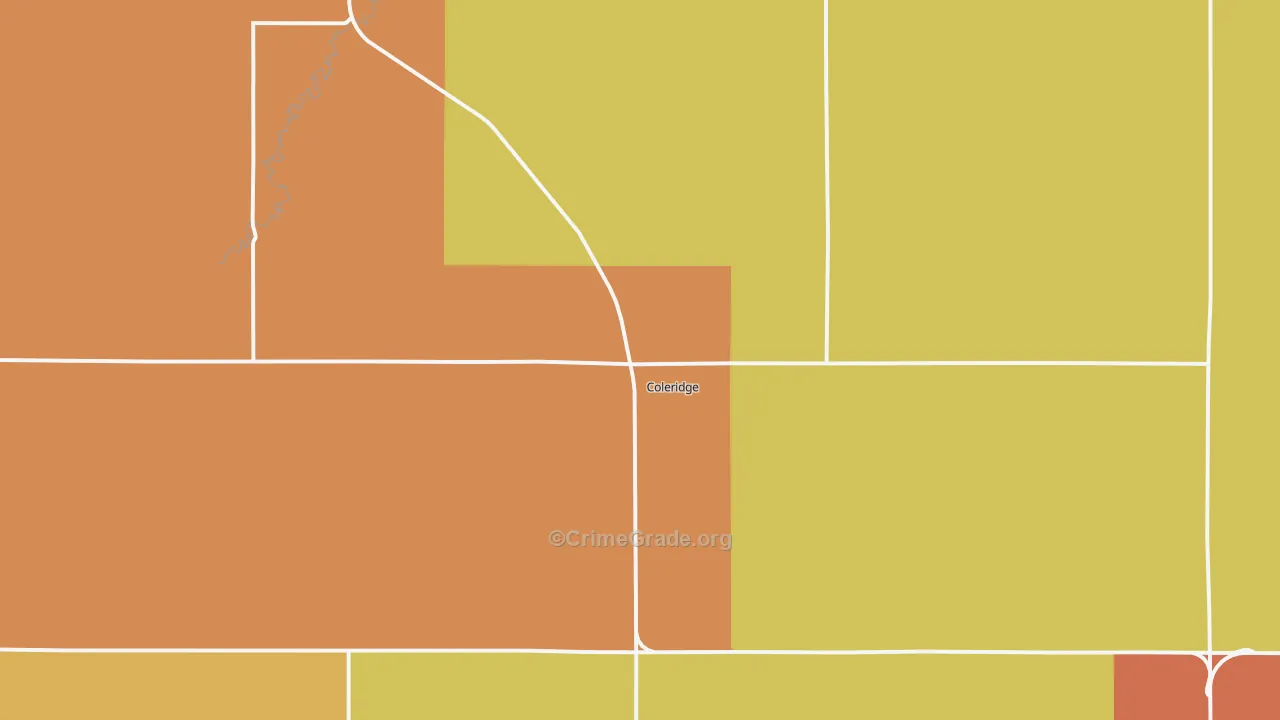 Coleridge, NE Map of Burglary Rates