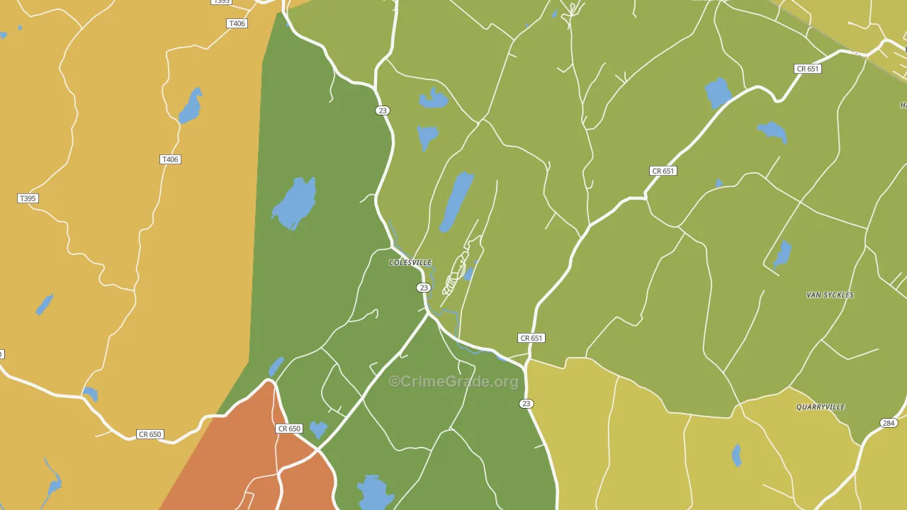 Colesville, NJ Map of Burglary Rates