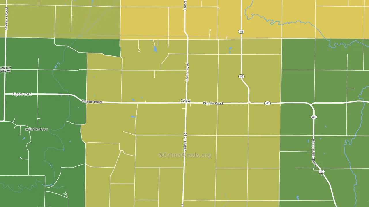 Coleta, IL Map of Burglary Rates