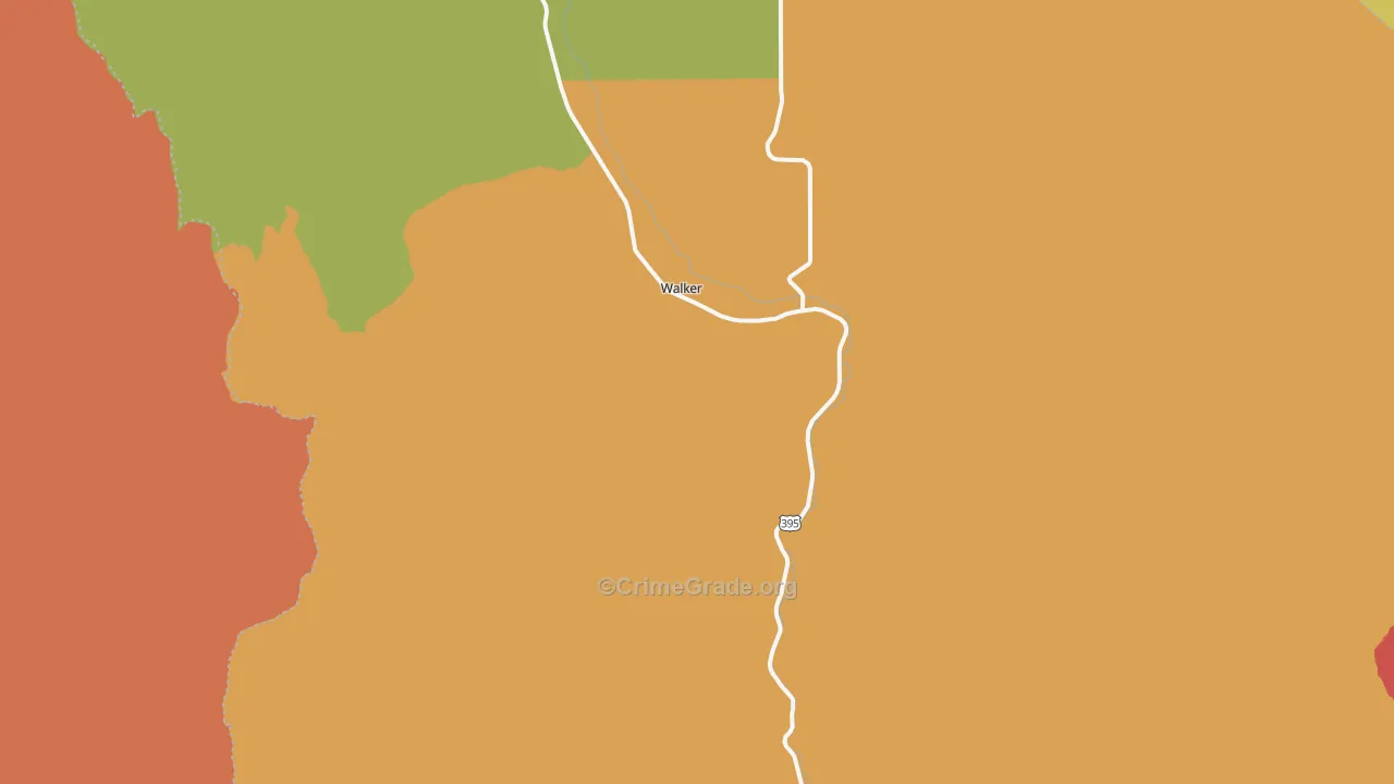 Coleville, CA Map of Burglary Rates